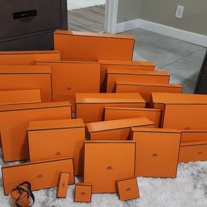 HERMES BOXES AND SHOPPING BAGS WITH RIBBONS